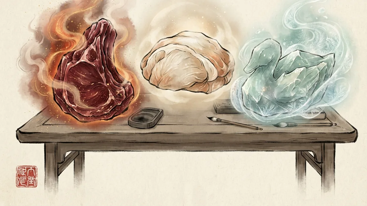 Fleisch in der chinesischen Diätetik: Tonifizierende von Qi, Blut, Yang und Yin nach Terrain