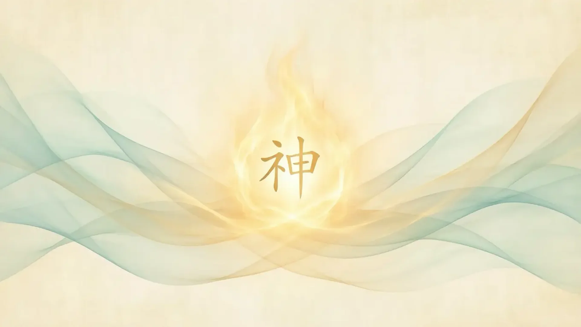 Visuelle Darstellung des Shen (神 Shén) - Geist und Bewusstsein in der TCM, purpurner Hintergrund mit spirituellem Licht