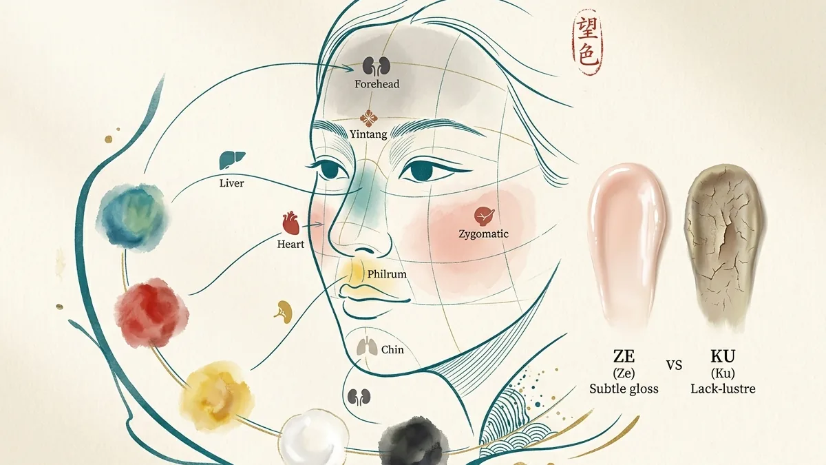 Kartografie des Teints in der chinesischen Medizin: Organzonen im Gesicht, die fünf diagnostischen Farben und die Regel der Lebendigkeit Ze/Ku