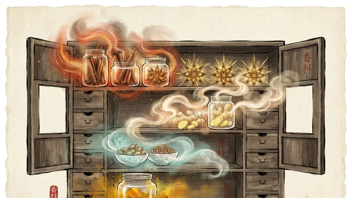 Spices in Chinese dietetics: dispersing Cold, releasing the surface, moving Qi and Blood