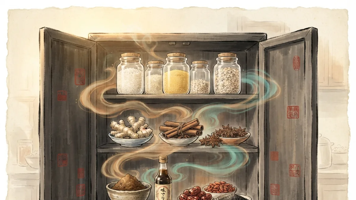 The TCM therapeutic pantry (食疗 Shí Liáo): neutral cereals, modulating spices and fermented condiments