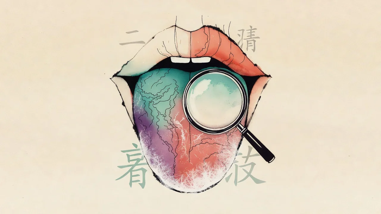 Tongue examination in Chinese medicine (舌诊 shé zhěn): colour, coating and shape of the tongue body
