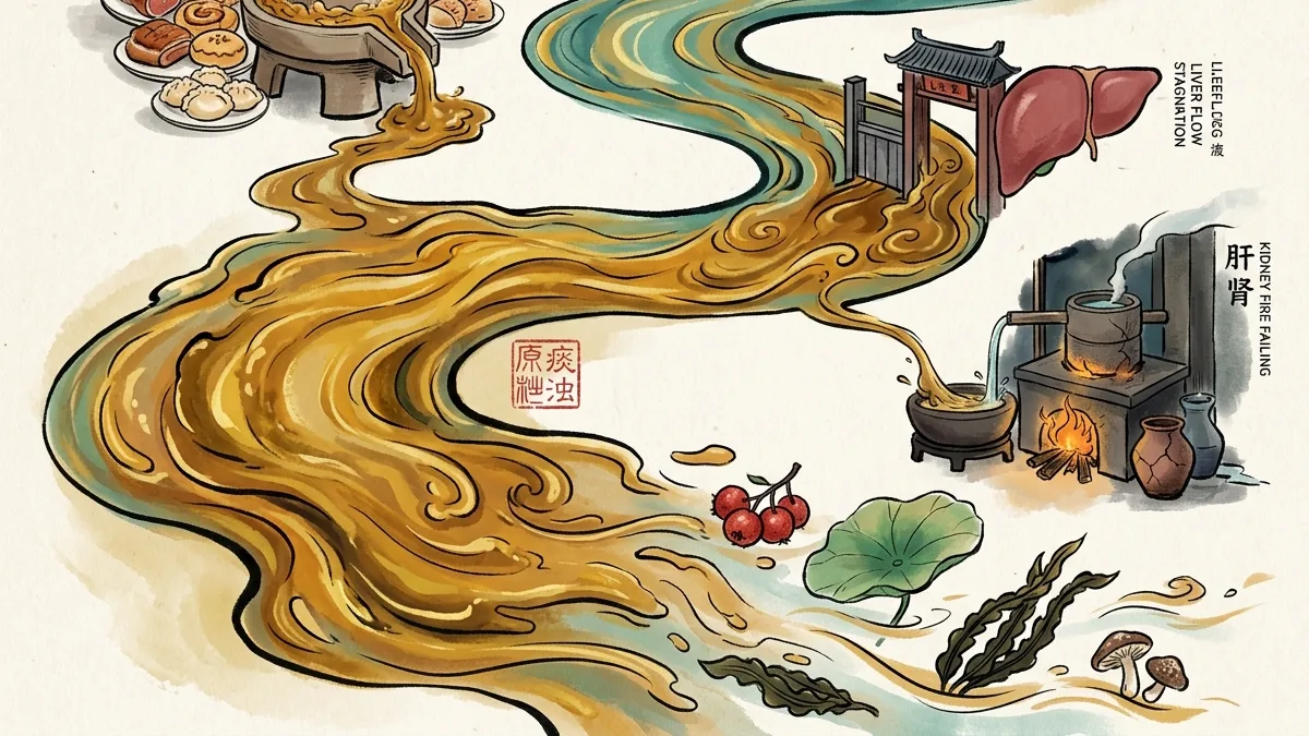 Cholesterol in TCM: fatty Phlegm in the Blood, the three Spleen-Liver-Kidney workshops and the foods that dissolve