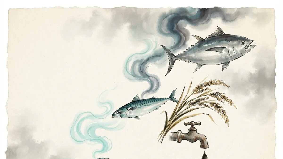 Metales pesados en la alimentación: mercurio de peces depredadores, cadmio de cereales, plomo de tuberías