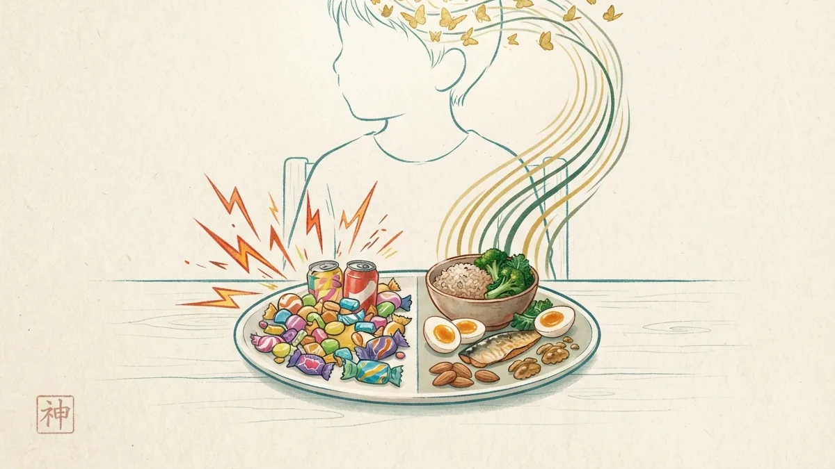 El TDAH y el plato del niño: carencias en omega-3 y ferritina, efecto de los colorantes alimentarios y lectura MTC del Fuego del Corazón